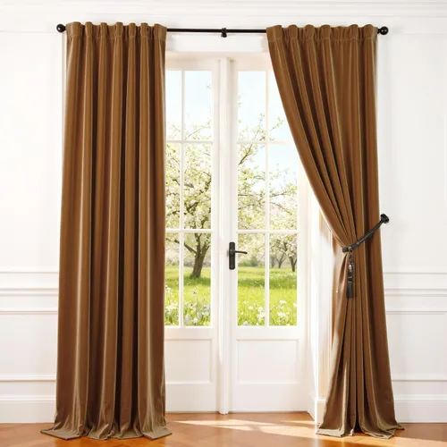 Vista 85 de Lazzzy - 2 paneles de cortinas opacas de terciopelo, con aislamiento térmico, muy suaves, lujosas, con bolsillo para cortinero, para dormitorio