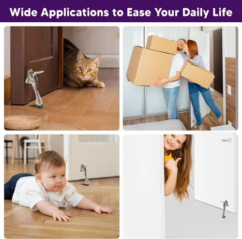 Vista 4 de HOME&I Easy Pedal Kick Down Door Stop Stopper Easy Step Door Kick Doorstop,Premium Quality,Height-Adjustable Rubber Foot,4 Inch