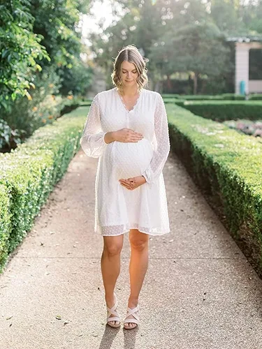 Vista 2 de Jasambac - Vestido de cóctel plumetí para mujeres para invitadas de boda baby shower vestido de maternidad