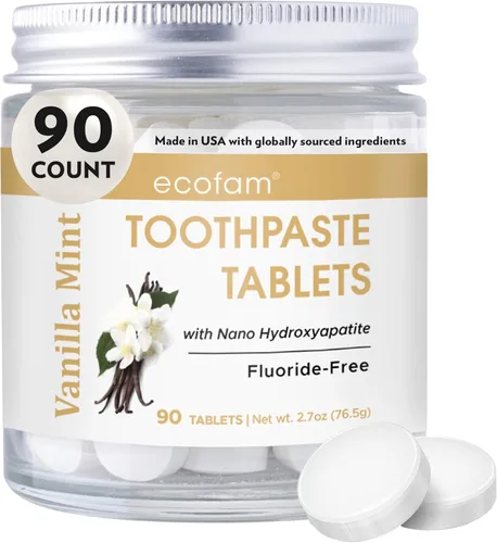 Vista 17 de EcoFam Tabletas de Pasta de Dientes – Sabor Chicle Tabletas de Pasta de Dientes con Nano Hidroxiapatita para Niños - Masticables - Hechas