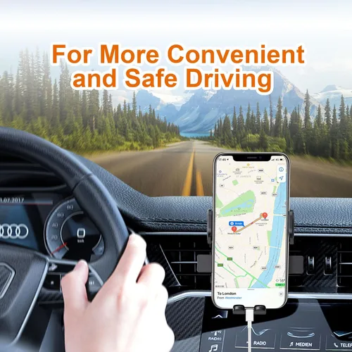 Vista 7 de El soporte para teléfono con ventilación de aire para automóvil puede girar 360° con clip de gancho de metal ajustable, soporte universal resistente