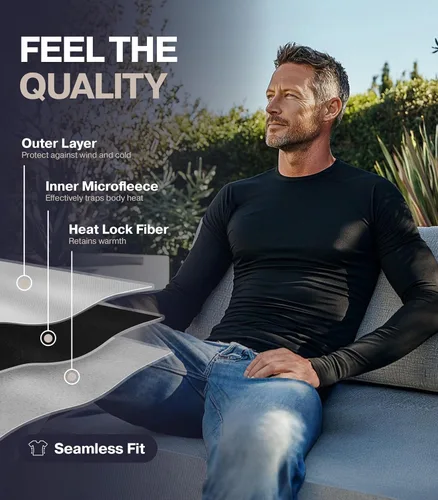 Vista 4 de Thermajohn - Ropa interior térmica, calzoncillos largos para hombre con forro de vellón para clima frío