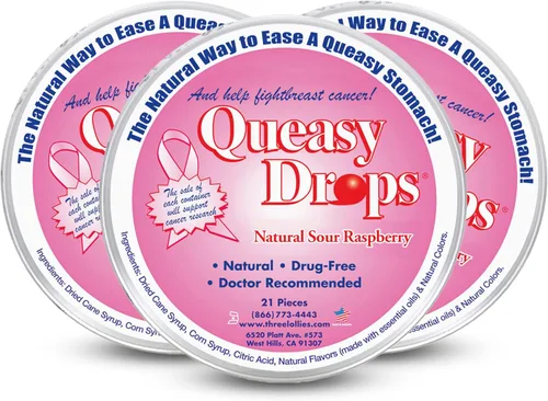 Vista 8 de Three Lollies Queasy Drops - Sabor a Cola - Alivio de las náuseas y del mareo de viaje, calma la boca seca y calma el estómago - Ingredientes