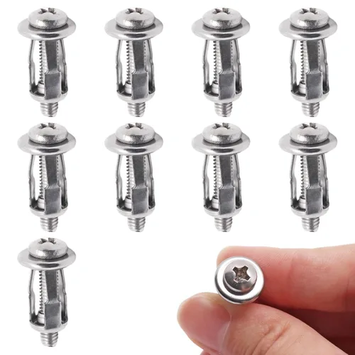 Vista 18 de Anclajes de Pared Huecos con Tornillos de Servicio Pesado, Pernos Molly de Acero al Carbono Galvanizado en Zinc Anclajes de Pared para Paneles