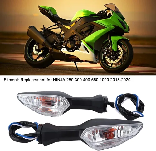 Vista 2 de Luces de giro para motocicleta, 2 luces delanteras y traseras de 12 V, luces ámbar intermitentes compatibles con 250 300 400 650 1000 2018 2019 2020