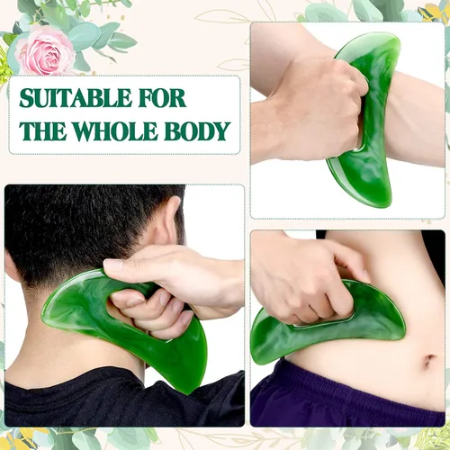 Vista 3 de Gua Sha - Herramienta de masaje con mango, herramientas de masaje de resina, masajeador de drenaje linfático, moldeador corporal, herramientas Gua