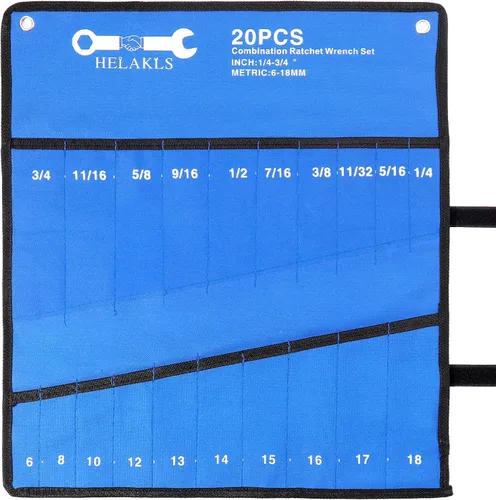 Vista 12 de Bolsa Organizadora Enrollable de 10 Bolsillos para Llaves y Herramientas, Organizadores de Herramientas de Lona Resistente en Azul