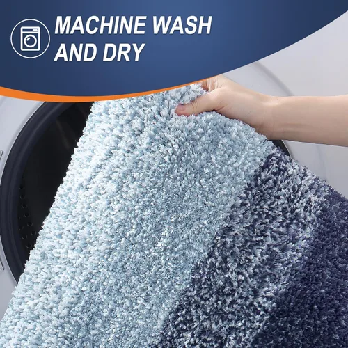 Vista 6 de OLANLY Tapetes de baño pequeños de 24 x 16 pulgadas, de microfibra extra suave y absorbente, parte trasera de goma, secado rápido, lavables para Azul