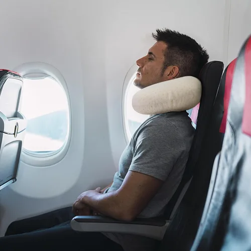 Vista 7 de Almohada de Espuma Viscoelástica para el Cuello, Cómoda Almohada de Viaje para el Cuello, Soporte para Cuello y Cabeza, Ligera y Portátil, Almohada