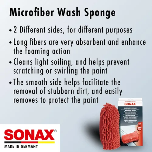 Vista 5 de SONAX Esponja de lavado de microfibra – Esponja de lavado de coche sin arañazos, microfibra ultrasuave, alta absorción de espuma, segura