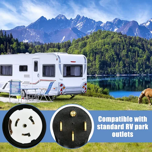 Vista 6 de Cable de extensión de alimentación de RV NEMA 14-50P a SS2-50R de 1.5 pies, HDWS 50 Amp 14-50P enchufe macho a SS2-50R receptáculo hembra de bloqueo