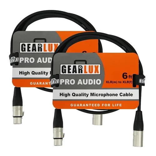 Vista 37 de Gearlux, cable de micrófono XLR, completamente balanceado, macho a hembra, 3.2 pies - paquete de 2