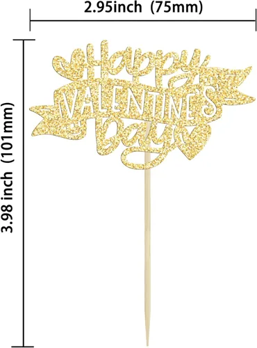 Vista 2 de Ephlyn 24 adornos para cupcakes con purpurina para el día de San Valentín, dulce amor, corazón, día de San Valentín, decoración para cupcakes