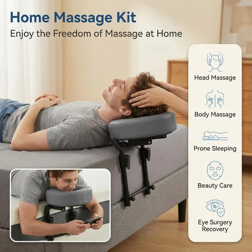 Vista 2 de Reposacabezas de masaje para cama con almohada facial, kit de masaje portátil para el hogar, colchón de altura ajustable, reposacabezas de masaje