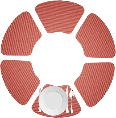 Vista 8 de Kraftware Juego de 6 manteles individuales de cuña de red para mesas redondas al aire libre, azul, tamaño pequeño