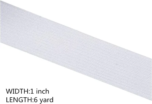 Vista 2 de ZLCHE Banda elástica plana blanca de 1 pulgada y 6 yardas, bandas elásticas para el cabello, elástico de alta elasticidad para coser, carrete