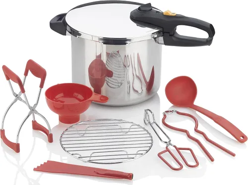 Zavor DUO - Juego de latas a presión de 8 piezas, olla a presión de 10 cuartos de galón con kit completo de enlatado de olla a presión, incluye