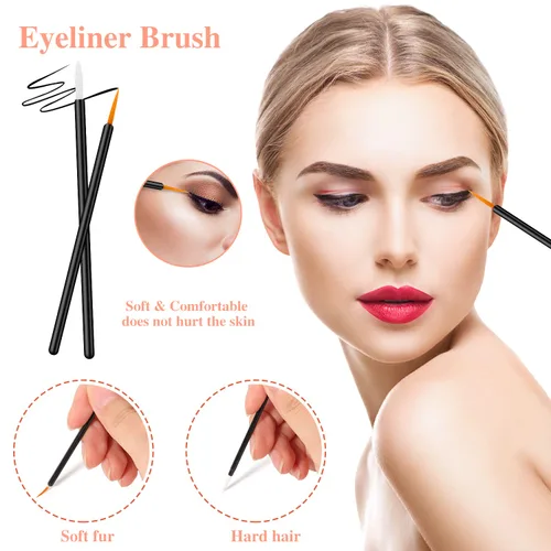 Vista 5 de Kit de herramientas desechables para aplicar maquillaje, 270 unidades, 70 pinceles desechables para delineadores, 100 varitas de rímel, cepillo