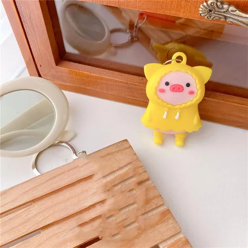 Vista 5 de Funda para Air Tag, linda cubierta de silicona de cerdito de dibujos animados para AirTags Location Tracker, Impermeable Piggy