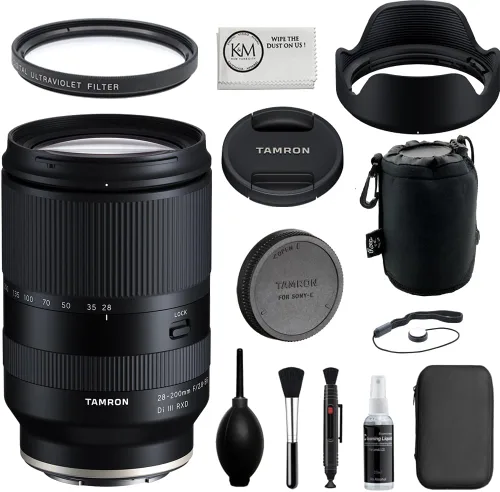 Tamron Lente de zoom Di III RXD de 1.102-7.874 in f/2.8-5.6 Di III RXD compatible con cámaras de montaje completo Sony E con filtro UV de 2.638 in +