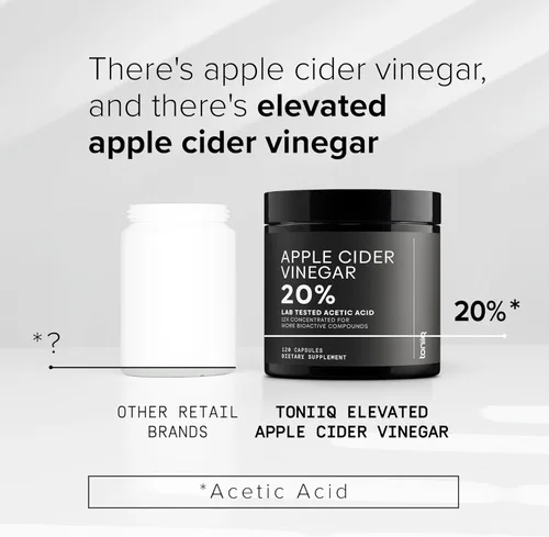 Vista 5 de Toniiq Apple Cider Vinegar Capsules - Ultra High Potency 2,010mg Formula with 20% Acetic Acid & Cayenne Pepper - Made with The Mother - Third-Party