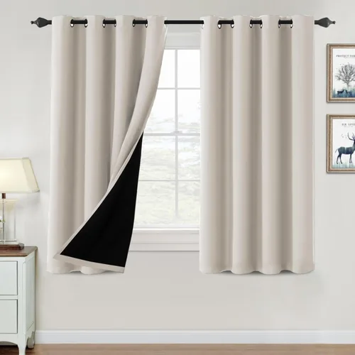 Vista 124 de H.VERSAILTEX Cortinas 100% de opacidad para dormitorio, con aislamiento térmico, cortinas opacas de 63 pulgadas de largo, cortinas de bloqueo