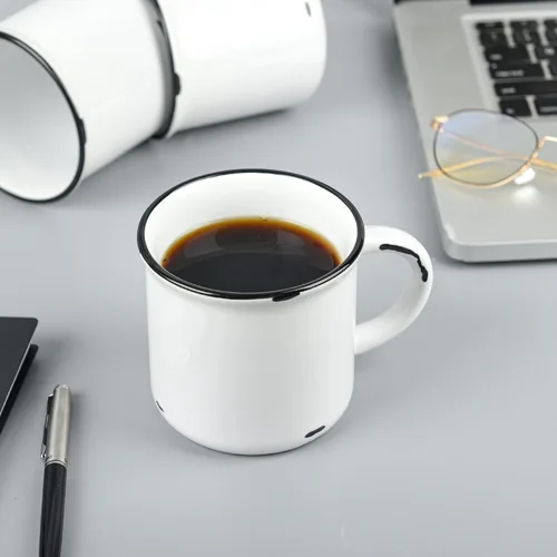 Vista 7 de BYCNZB Juego de 4 tazas de cerámica de fogata blancas de 15 oz para café y té de diseño antiguo