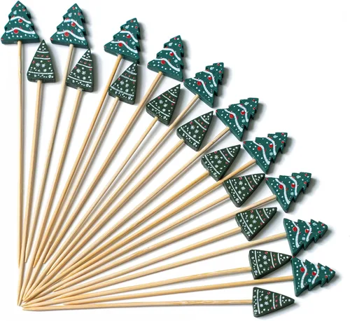 Vista 32 de PuTwo palillos de cóctel hechos a mano 300 unidades palillos de cóctel de bambú natural con cuentas cúbicas en los extremos, ecológicos, pinchos