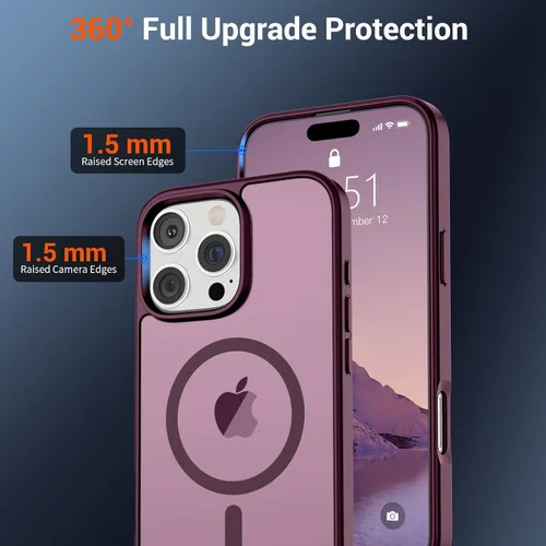 Vista 1601 de SUPFINE - Funda magnética para iPhone 13 Pro Max (compatible con MagSafe), (protección contra caídas de grado militar de 10 pies), delgada, Negro