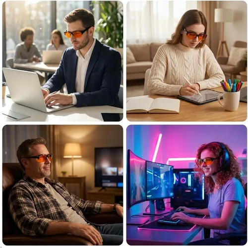 Vista 9 de Eyekepper 100% Gafas Anti-Luz Azul Fitover para Usar Sobre Gafas de Computadora con Lente Ámbar