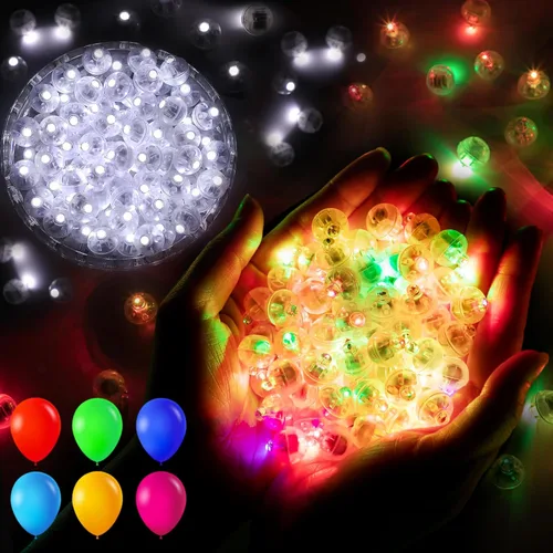 Vista 8 de 50 luces de globo, mini luces LED, redondas, largas esperas, lámpara de bola para linterna de papel, fiesta de cumpleaños, Navidad, Halloween, Azul