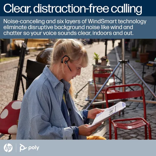 Vista 3 de Poly Voyager 5200 Auriculares inalámbricos (Plantronics) – Auriculares Bluetooth de un solo oído con micrófono de cancelación de ruido – Diseño