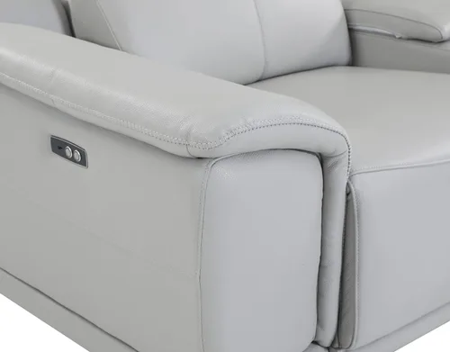 Vista 204 de BlackJack Furniture Venice - Sofá modular de cuero italiano de grano superior de 5 piezas con 3 reclinables eléctricos, reposacabezas ajustable