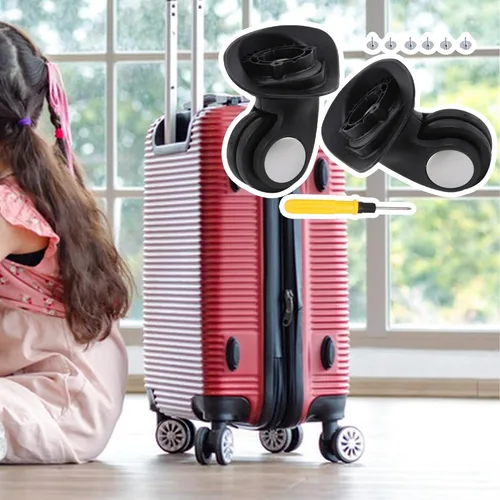 Vista 5 de RDEXP Juego de 2 ruedas negras de 1.92 pulgadas de diámetro de rueda izquierda y derecha con 6 tornillos para estuche de viaje de repuesto