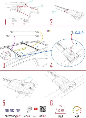 Vista 6 de Compatible con Dacia Sandero STEPWAY 2008-2012 Barra transversal para techo de coche, modelo gris