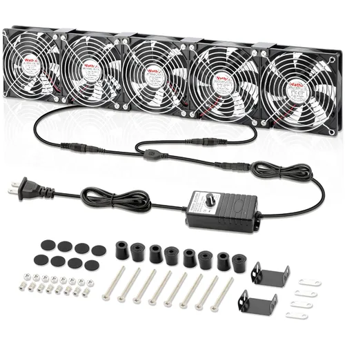 Vista 7 de Wathai Ventilador de computadora de gran flujo de aire 2 x 120 mm 240 mm con enchufe de CA, ventilador de gabinete 110 V 240 V CA, fuente