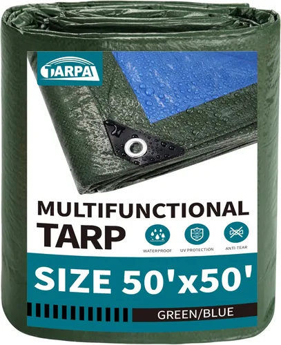 Vista 27 de TARPAL Lona azul de 6 x 6 pies, impermeable de 5 mil lonas pequeñas, cubierta protectora multiusos, cubierta de lona de polietileno para leña