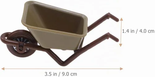 Vista 4 de Zerodeko Mini carretilla modelo 4 unidades de carretilla de juguete pequeña para accesorios de casa de muñecas, decoración de micro paisaje