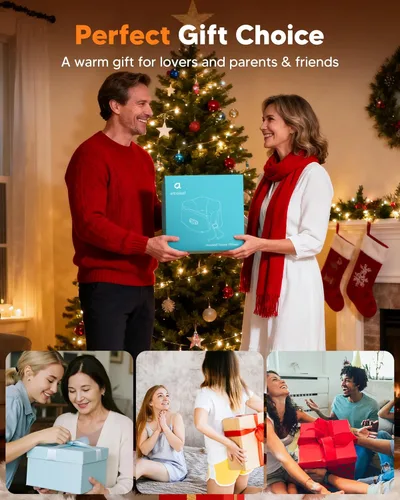 Vista 9 de arboleaf Almohada térmica para el cuello para viajes, almohada de espuma viscoelástica para avión con calefacción por zonas de grafeno, recargable