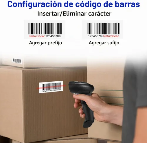 Vista 3 de NetumScan Escáner de código de barras inalámbrico 1D con soporte