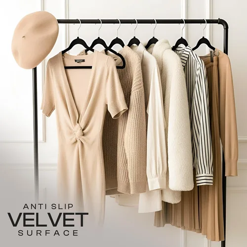 Vista 7 de Utopia Home Velvet Hanger - Paquete de 20 perchas delgadas antideslizantes de lujo para pantalones y abrigos, perchas fuertes que ahorran espacio