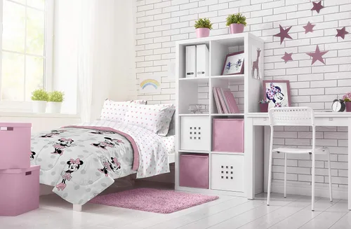 Vista 7 de Jay Franco Juego de ropa de cama Queen de 5 piezas de Disney Minnie Mouse Dots, incluye edredón reversible y sábanas de microfibra súper suave