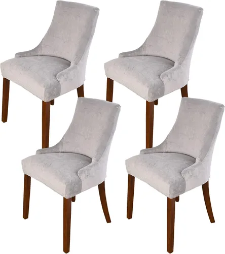 Vista 22 de MIFXIN Funda de terciopelo para silla lateral, elástica, lavable, inclinada, protector de asiento para comedor, banquete, decoración de fiesta