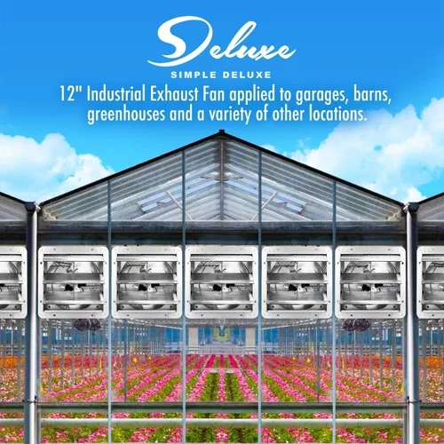 Vista 6 de Simple Deluxe Extractor de 12 pulgadas, funcionamiento silencioso y construcción duradera, ideal para el hogar, oficina, garaje y cobertizo