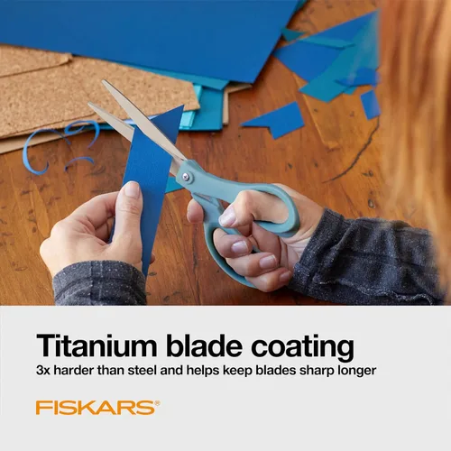 Vista 3 de Fiskars - Tijeras de titanio SoftGrip - Rendimiento contorneado para todo propósito - 8" de titanio - Tijeras de papel rectas para oficina