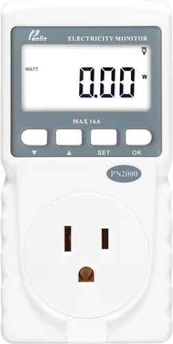 Poniie PN2000 Enchufe Medidor de Consumo de Energía Eléctrica Kilovatios Medidor de Potencia Eléctrica Medidor de Vatios Probador