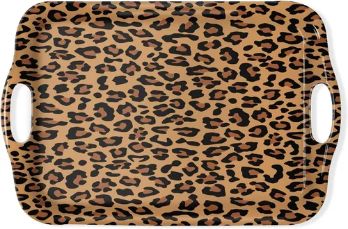 Vista 12 de Bandeja de Servir Bandeja Decorativa con Asas Bandejas de Servir Multiuso Rectangulares para Restaurante, Fiestas, Mesa de Café, Cocina - Negro