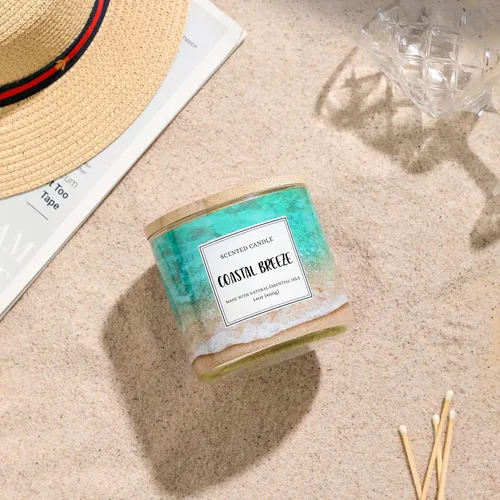 Vista 2 de Coastal Breeze - Vela perfumada de 14 onzas, vela Summer Ocean Beach