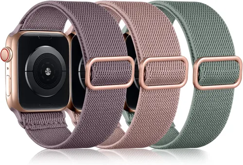 Vista 21 de DaQin Paquete de 3 bandas elásticas Solo Loop compatibles con Apple Watch para hombres de 49 mm, 46 mm, 45 mm, 44 mm, 42 mm, correa elástica