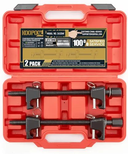 KOOPOOL Juego de herramientas de compresor de resorte de puntal 2 unidades de compresión de resorte Macpherson de 11.5 pulgadas, enchufe de 13/16